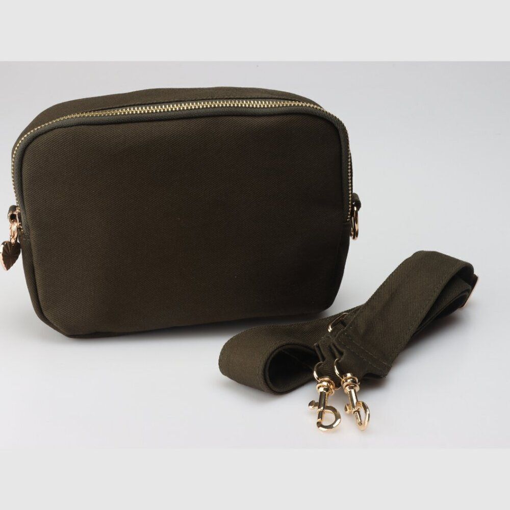 Green Denim Crossbody Chest Fanny Pack HandBag with Gold Hardware Waist …